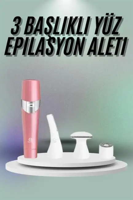 Yüz Kaş ve Tüm Vücut Epilasyon Aleti3 Başlıklı Epilatör Tüm Cilt Tiplerine Uygun