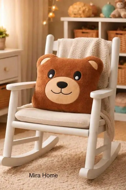 Ayıcık Figürlü Dekoratif Çocuk Odası Yastığı - 25x30 cm