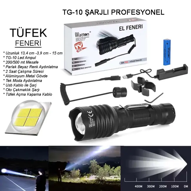 Tg-10 Şarjlı Profesyonel Av Feneri Wt-620