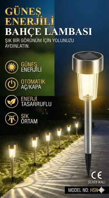 Güneş Enerjili Bahçe Lambası Plastik Saplama 10lu Set