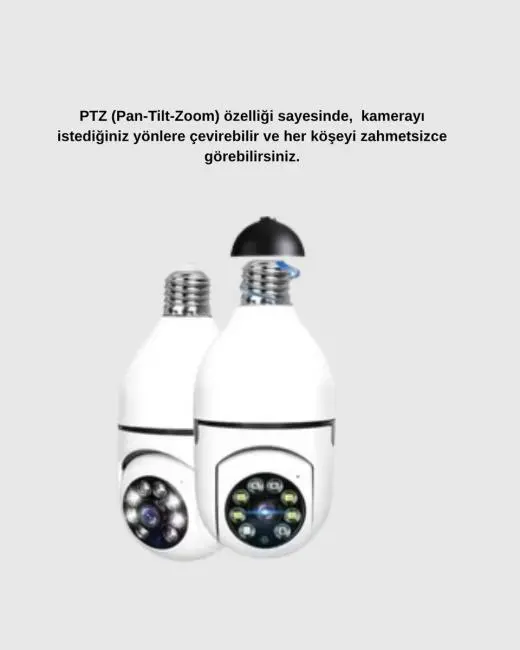 360° Akıllı Güvenlik Kamerası – Duya Takılabilir Wi-Fi Bağlantılı Hareket Sensörlü