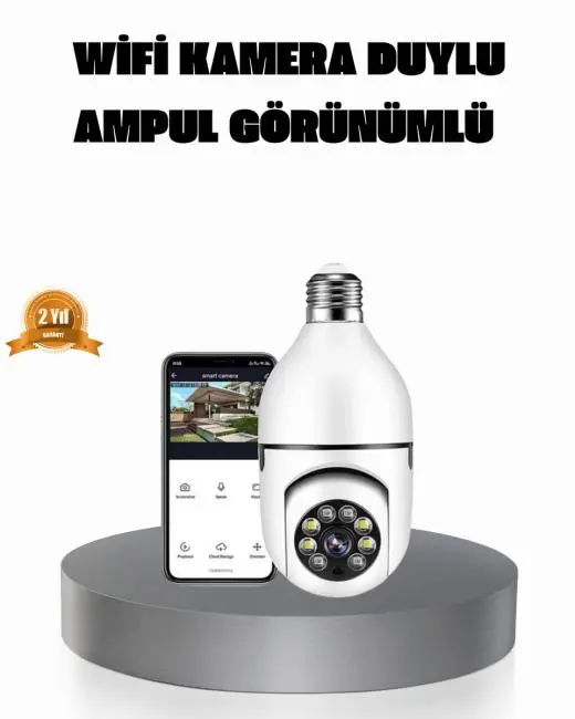 360° Akıllı Güvenlik Kamerası – Duya Takılabilir Wi-Fi Bağlantılı Hareket Sensörlü