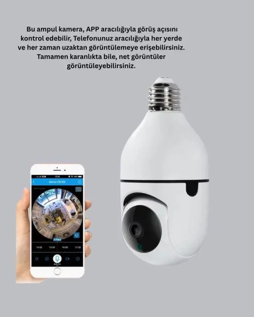 1080P Gece Görüşlü Ampul Güvenlik Kamerası – Kablolu ve Kablosuz Seçenekli