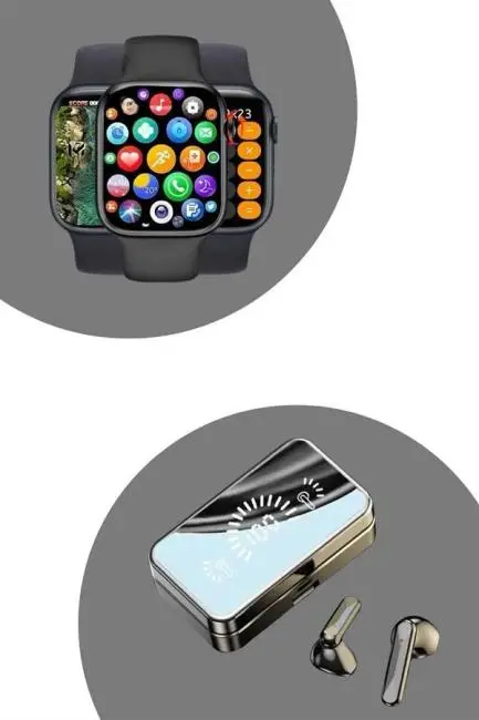 Powerbank Bluetooth Kulaklık Ve Yeni Model Akıllı Saat Seti ANC Özelliği Dokunamatik