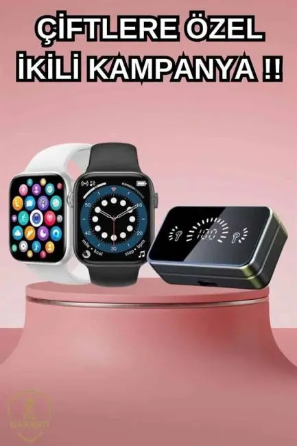 Powerbank Bluetooth Kulaklık Ve Yeni Model Akıllı Saat Seti ANC Özelliği Dokunamatik