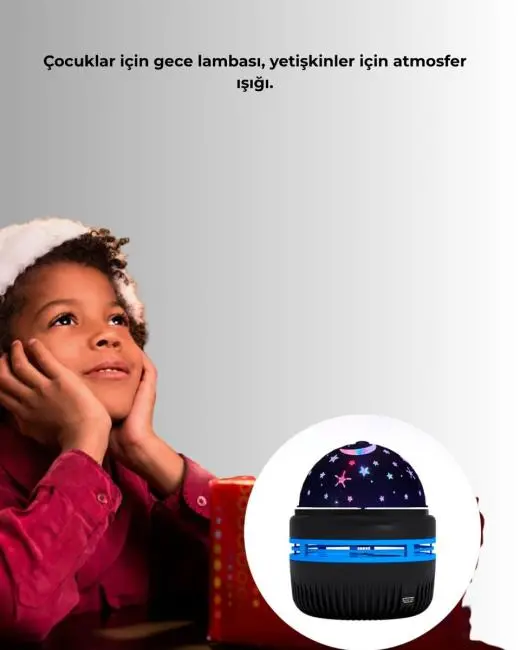 USB Galaxy Projektör Lamba – Romantik Atmosfer Çocuk Odası Parti ve Düğün Işığı