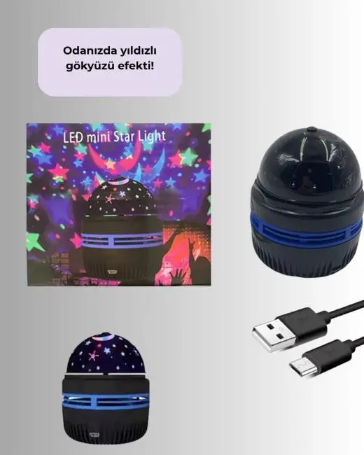 USB’li Yıldız Projektör Lamba – Döner Galaxy Işık Şovu Çocuk ve Yetişkin Uyku Lambası