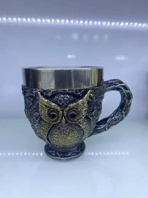 Baykuş Çelik Kupa Bardak Kod 6931