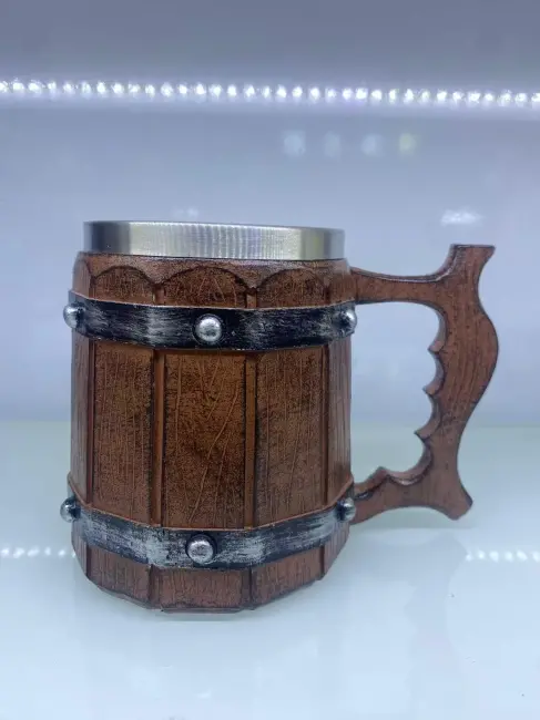 Ahşap Fıçı Şeklinde Çelik Kupa Kod 23006