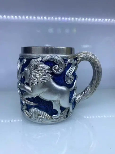 Aslan İşlemeli Çelik Kupa Bardak Kod 6974