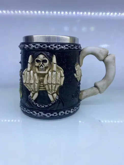 Orta Parmak Motifli Çelik Kupa Bardak Kod 6978