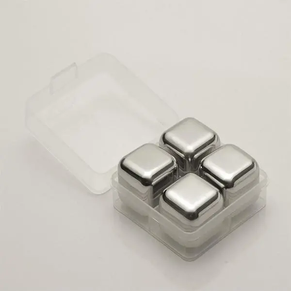 4'lü Çelik Metal Kaplama Viski Taşı Soğutma Buz Küpü