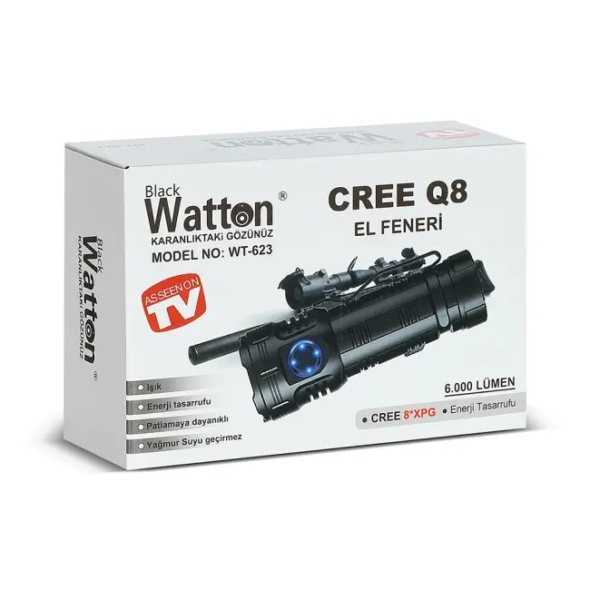 Cree Q8- XQg 8+1 Led Şarjlı El Feneri Wt-623