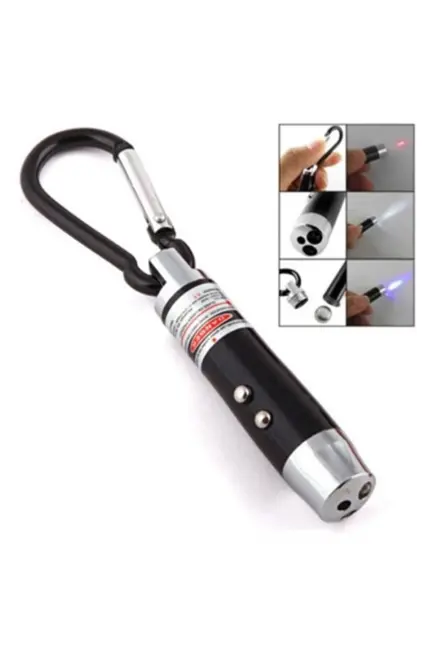 El Feneri Anahtarlık Işıklı Anahtarlık 3 Fonksyonlu Lazer Led Fener