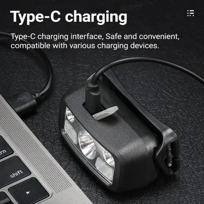 Hs-43 Sensörlü Şarjlı Type-c Çok Amaçlı Kırmızı Işıklı Kafa Lambası