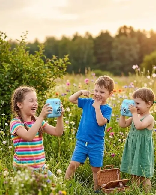 HD Ekranlı Çocuk Kamera Anında Fotoğraf Baskı ve Boyama Kalemli