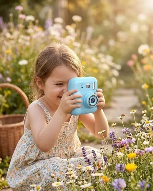 Anında Baskı Yapan Çocuk Kamerası Video Çekim ve Boyama Kalemli Set