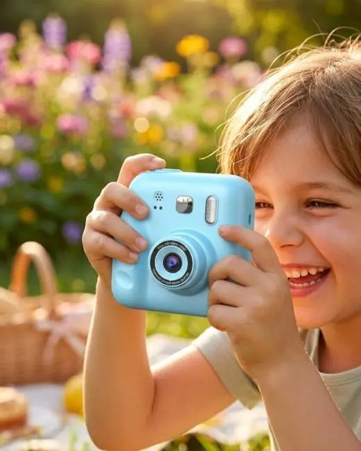 Çocuk Kamera Anında Baskı Özellikli 4 Rulo Kağıt ve 5 Kalem Hediyeli