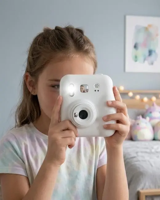 Anında Baskılı Çocuk Kamerası 4 Rulo Kağıt 5 Kalem Hediyeli Eğlenceli Set