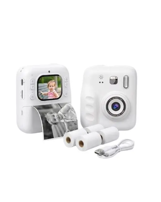 Eğlenceli Baskılı Çocuk Fotoğraf Makinesi Video Çekim 4 Rulo Kağıt 5 Kalem Set