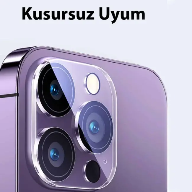 Baseus iPhone 15 Pro/15 Pro Max için Crystal Serisi HD Cam Kamera Koruyucu 2 Adet Set-(5775)