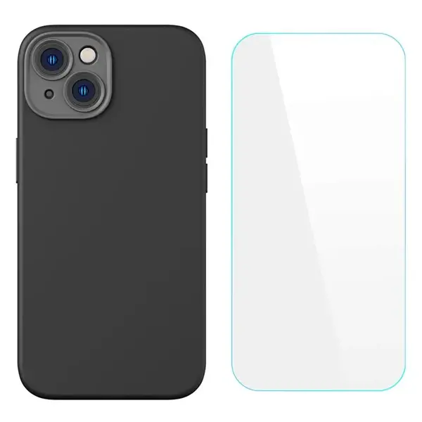 Baseus Liquid Silica Gel iPhone 14 6.1 Silikon Kılıf + Tempered Ekran Koruyucu Set-(5775)