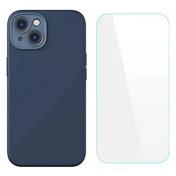 Baseus Liquid Silica Gel iPhone 14 6.1 Silikon Kılıf + Tempered Ekran Koruyucu Set-(5775)