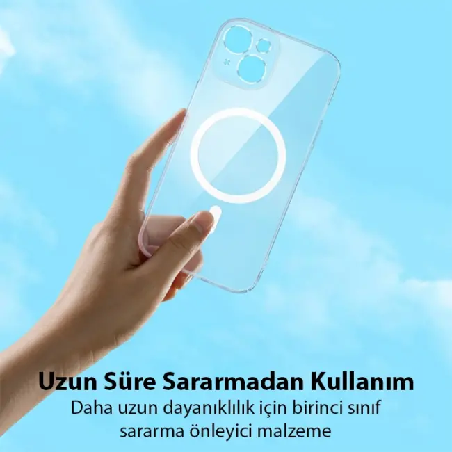 Baseus Crystal iPhone 14 Plus 6.7 Magsafe Silikon Kılıf + Tempered Ekran Koruyucu Set-(5775)