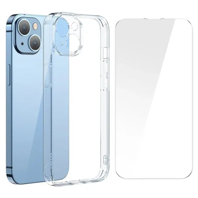 Baseus SuperCeramic Series iPhone 14 Plus 6.7 Koruyucu Cam Kılıf+Full Tempered Ekran Koruyucu Set-(5775)