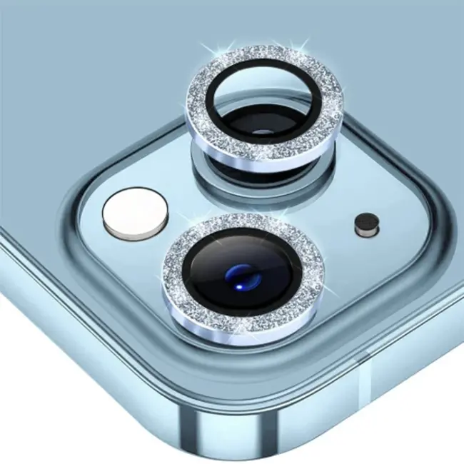 ALLY iPhone 14-14 Plus Diamond Taş İşlemeli Alüminyum Alaşımlı Kamera Lens Koruyucu-(5775)